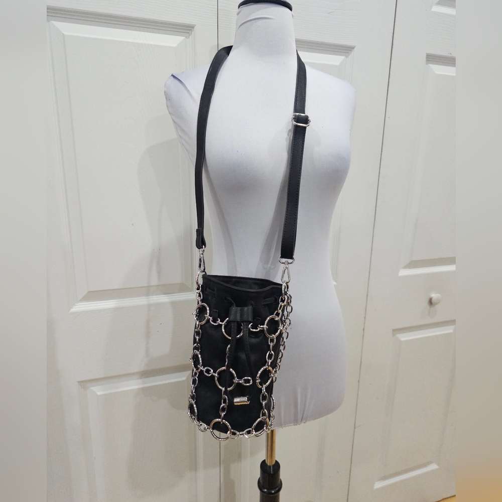 Dolls Kill Poster Grl Check Yourself Bucket Black O Ring Bag Crossbody Purse - Picture 3 of 14